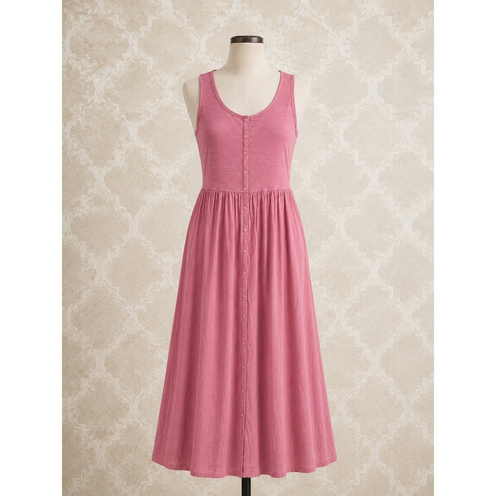 FRYE Sleeveless Button-Up Midi Dress in Rose Pink, Size M EUC